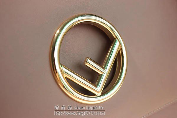 FENDI女包 豆沙粉 KAN I LOGO 中號手袋 芬迪女斜挎包 可斜背或手拿  fdz2091